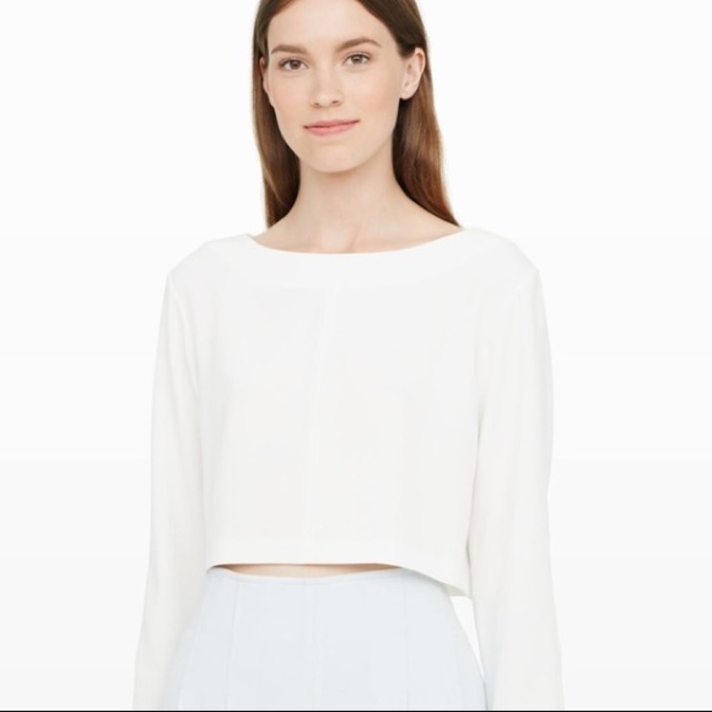 Club Monaco White Cropped Blouse